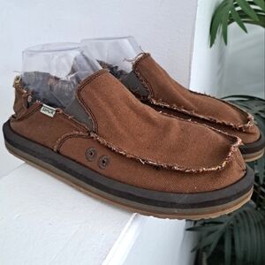 Sanuk Vagabond Shoes Sidewalk Surfer Men’s Loafers Brown Hemp 1117753 Size 7